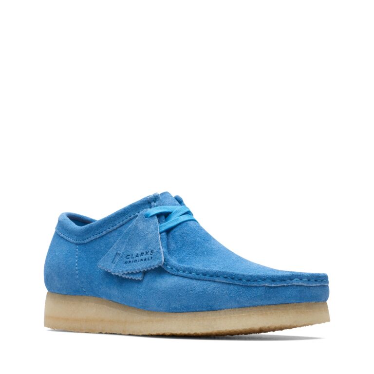 Clarks Wallabee Bright Blue Suede — Sally's Boutique Georgetown