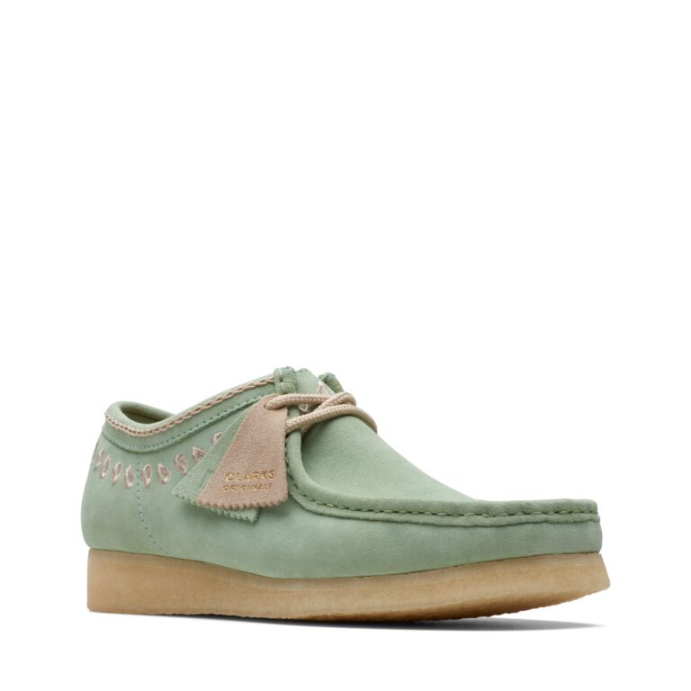 Clarks Wallabee Green Embroidery — Sally's Boutique Georgetown